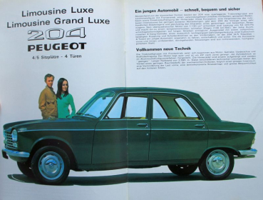 Peugeot 204 Limousine Break Grand Luxe Modelprogram 1968 Carbrochure (10351)